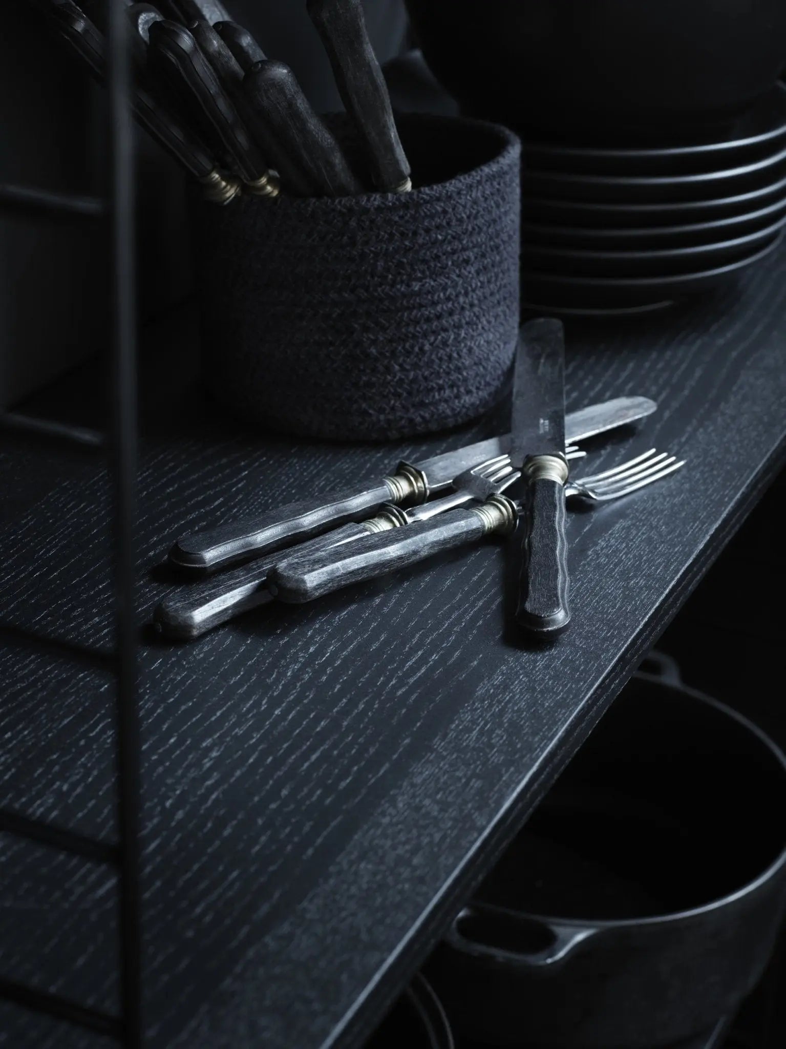 String System hylly 78x20 musta 3 kpl - Laatukaluste