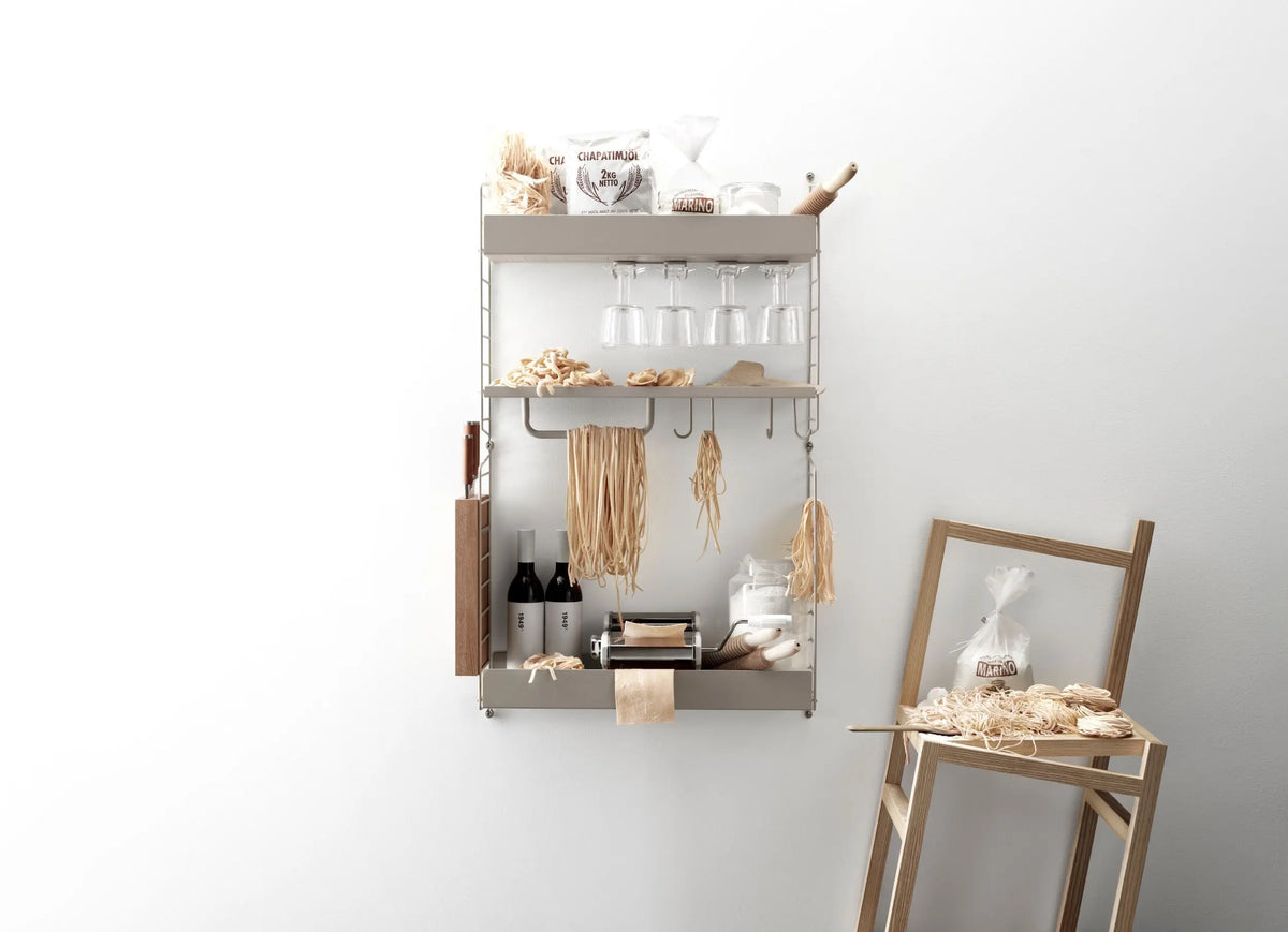 String System koukut metallihyllyyn beige 5kpl String Furniture