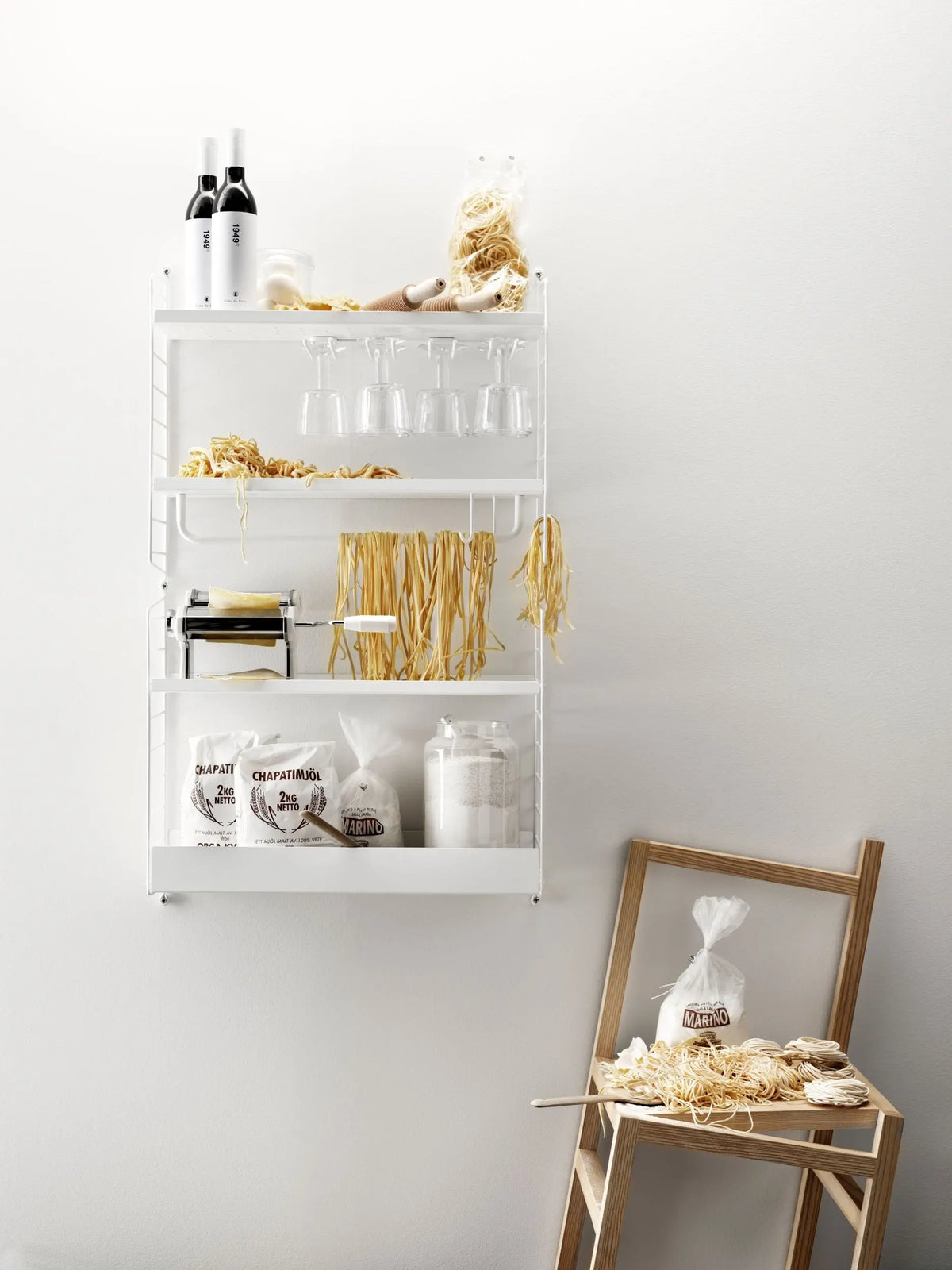 String System koukut metallihyllyyn valkoinen 5kpl String Furniture