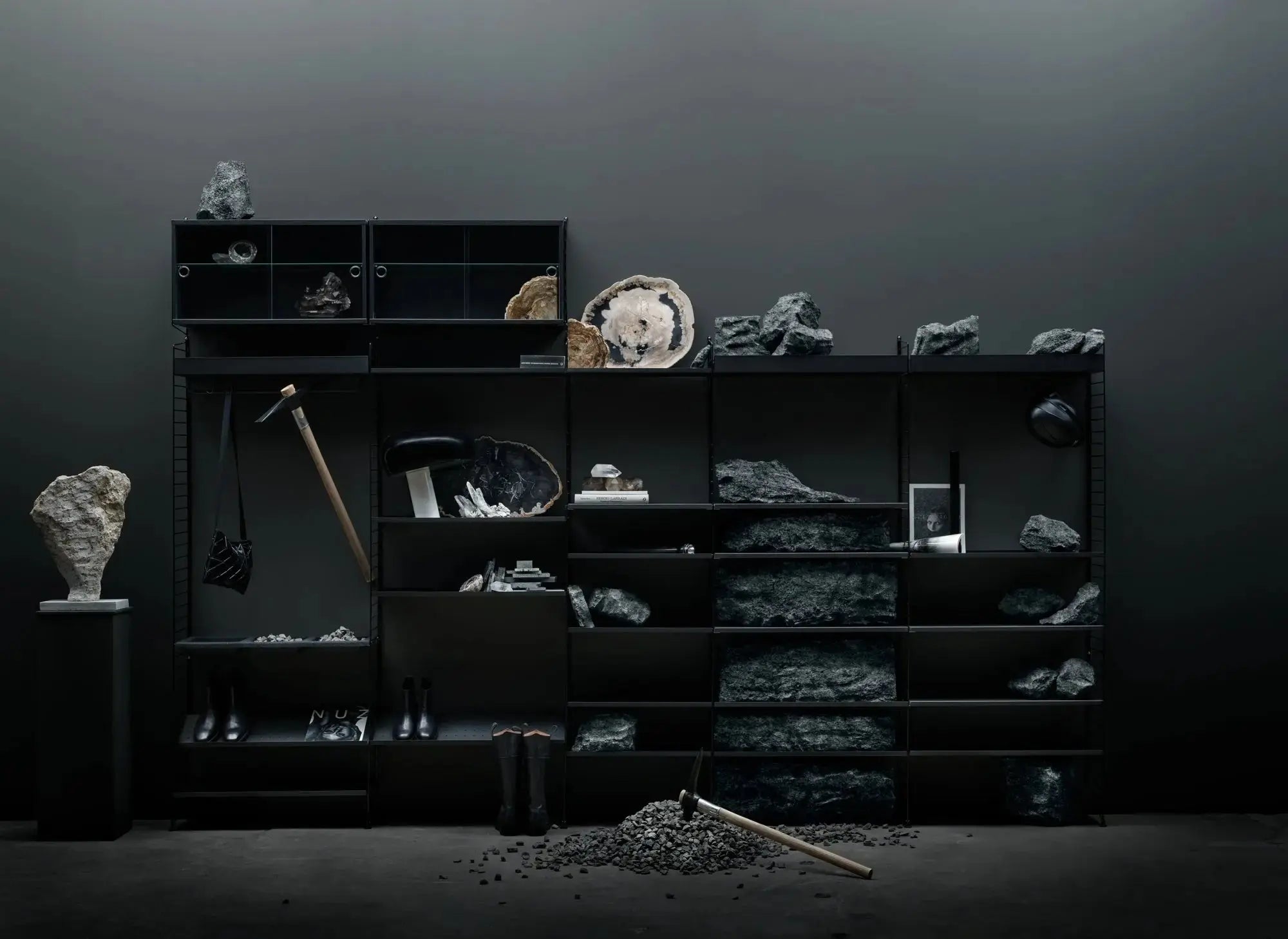 String System lattiapaneeli 200x30 musta 2kpl String Furniture