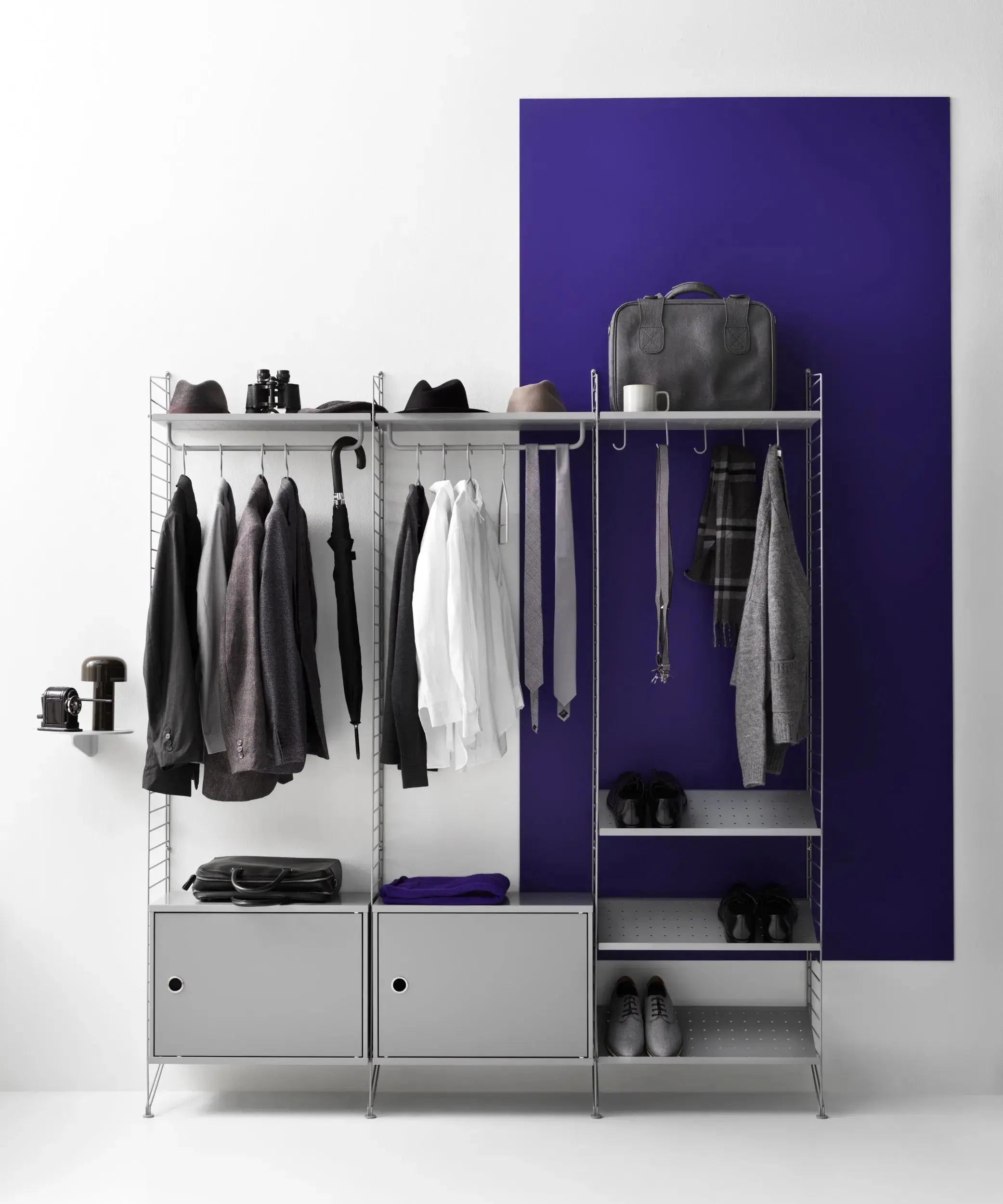 String System vaateripustin 4kpl harmaa String Furniture