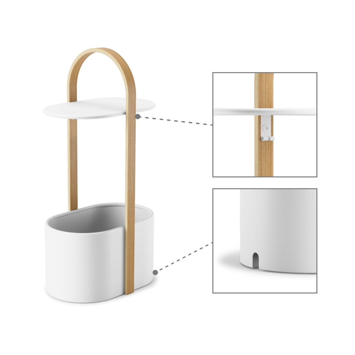 Umbra Bellwood sivupöytä valkoinen/natural - Laatukaluste