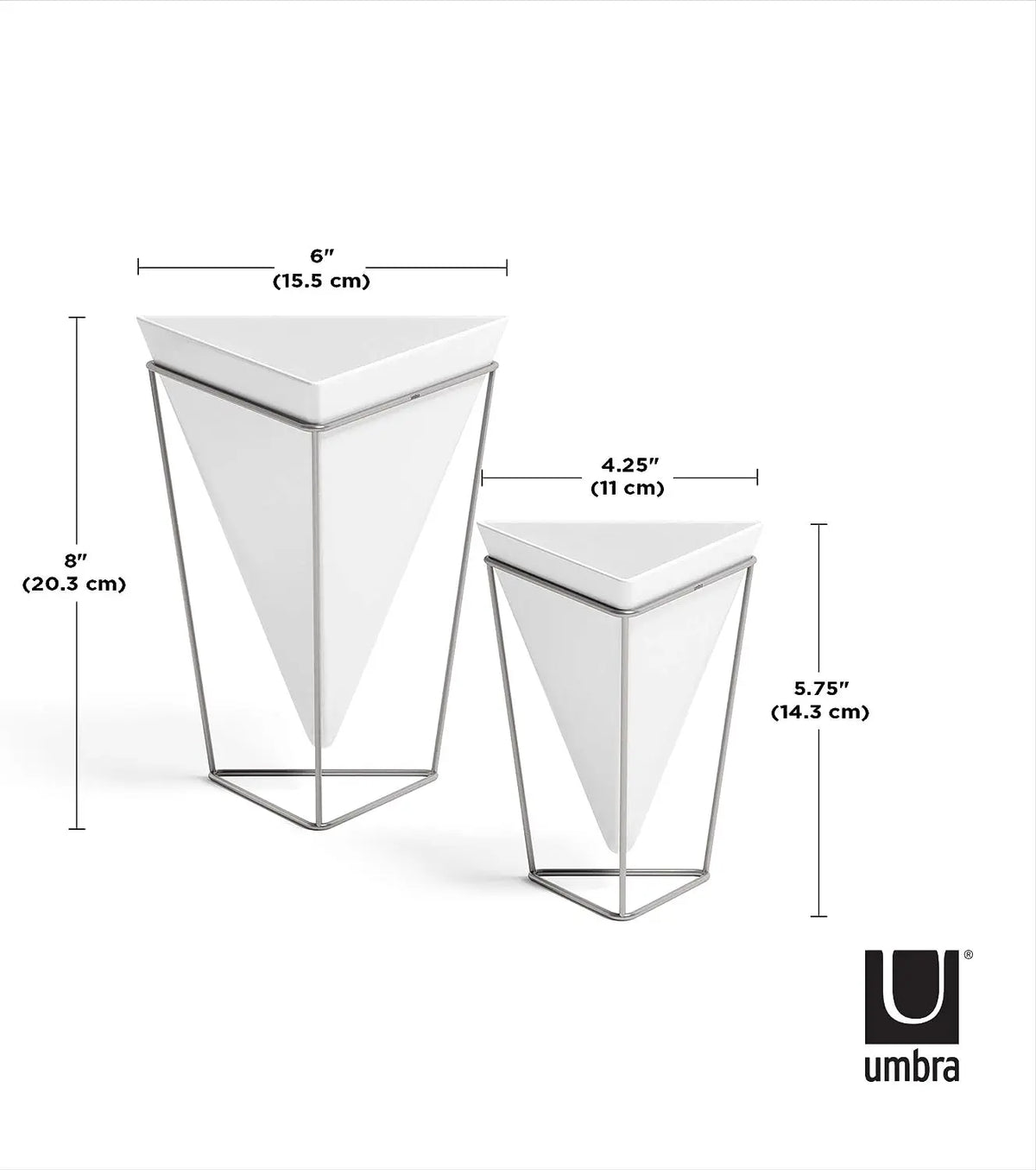 Umbra Trigg ruukku 2kpl valkoinen/kromi Umbra