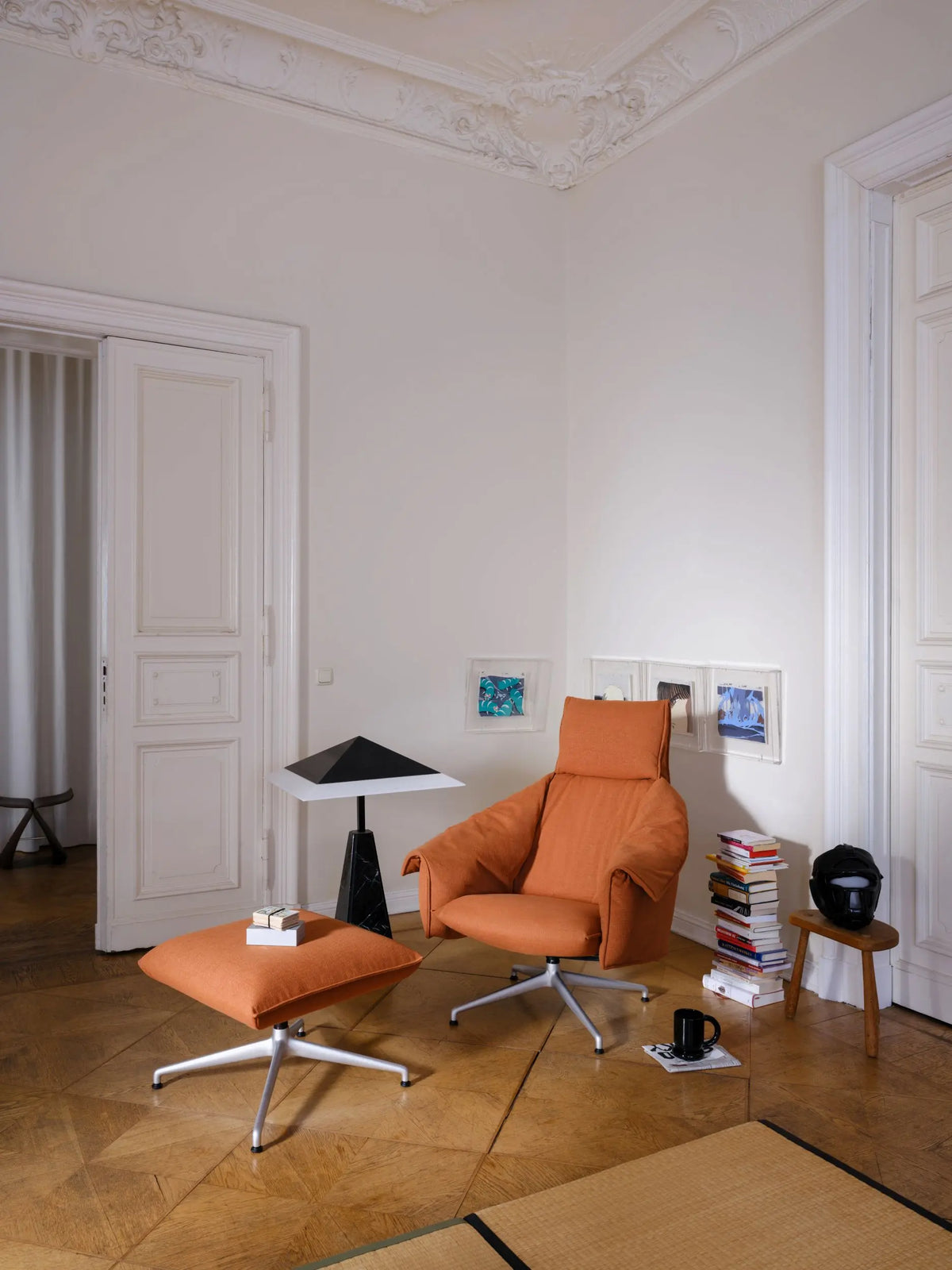 Vitra Bascule Highback nojatuoli+rahi alumiini/Hola terracotta Vitra