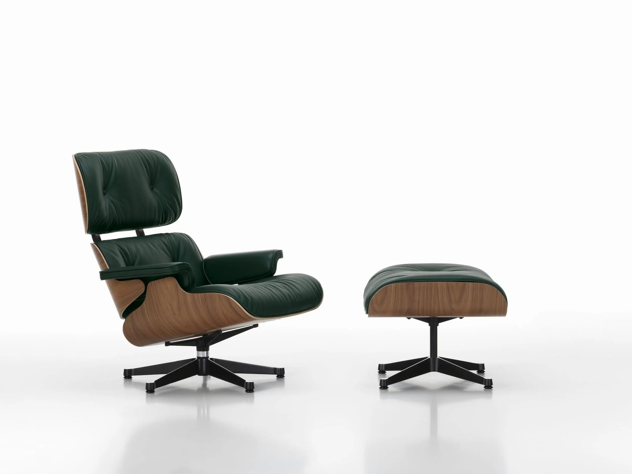 Vitra Eames Lounge Ottoman rahi pähkinä/vihreä nahka Vitra