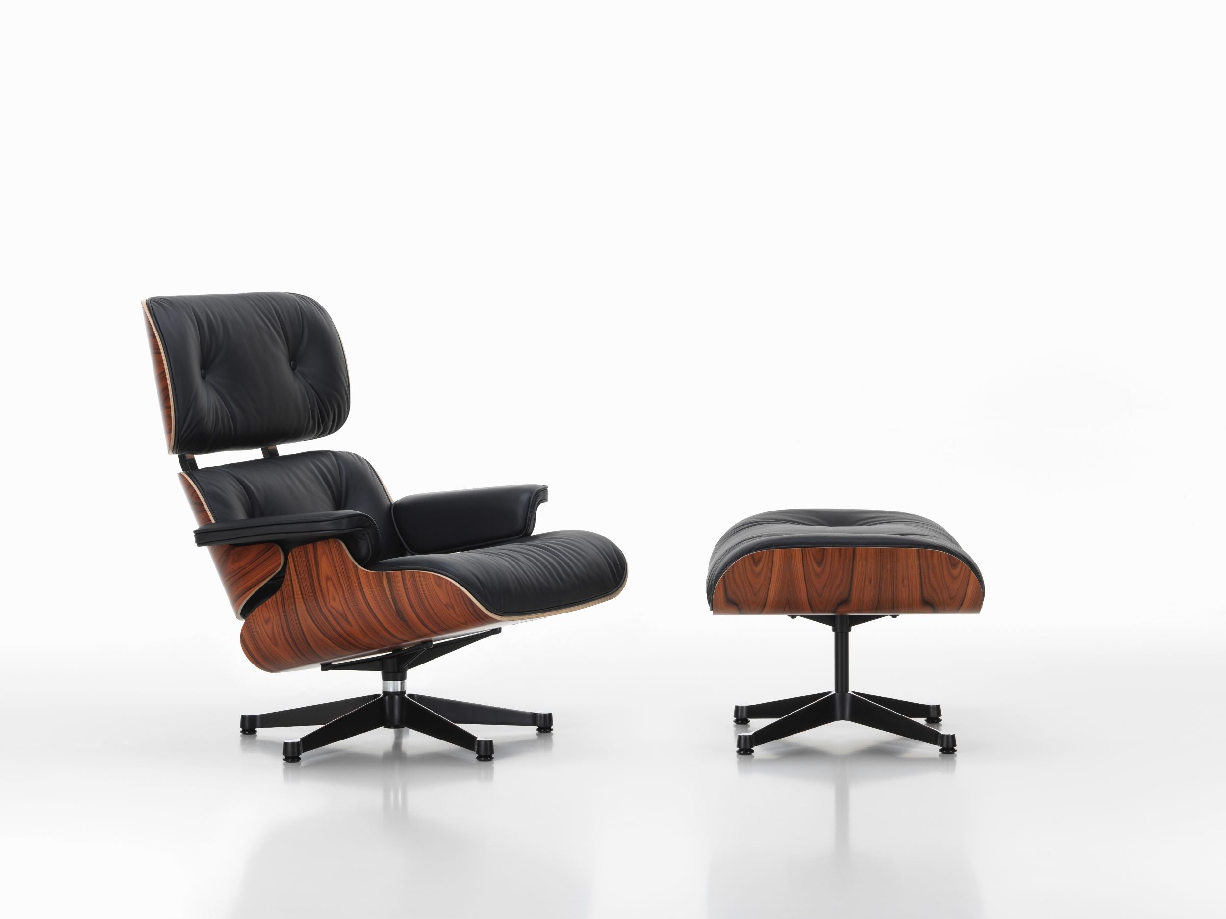 Vitra Eames Lounge Ottoman rahi palisanteri/musta nahka myymälämalli Vitra
