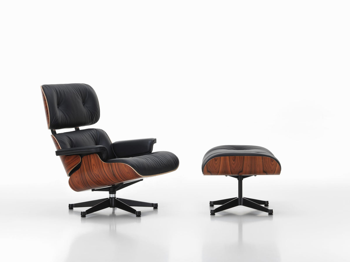 Vitra Eames Lounge Ottoman rahi palisanteri/musta nahka myymälämalli Vitra