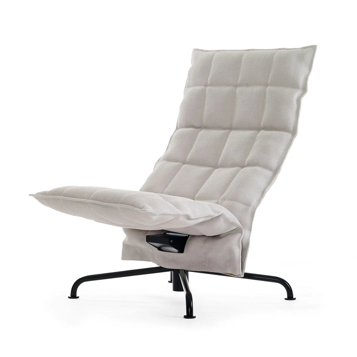 Woodnotes K-tuoli kapea, pyörivä musta ristikkojalka, kitti-valkoinen Woodnotes