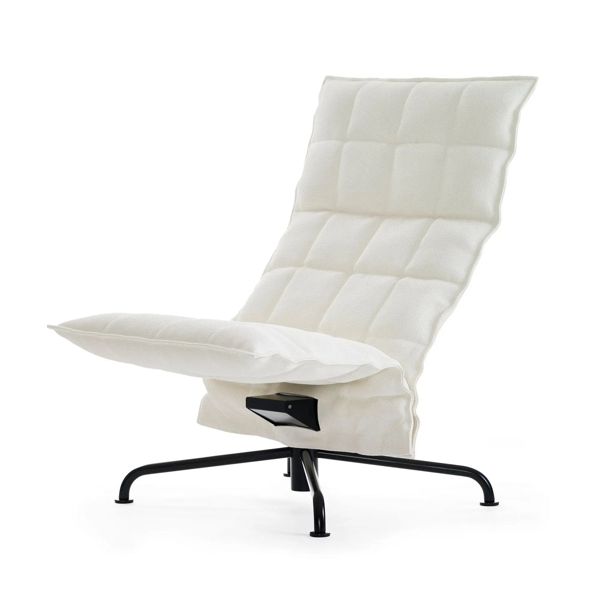 Woodnotes K-tuoli kapea, pyörivä musta ristikkojalka, valkoinen Woodnotes