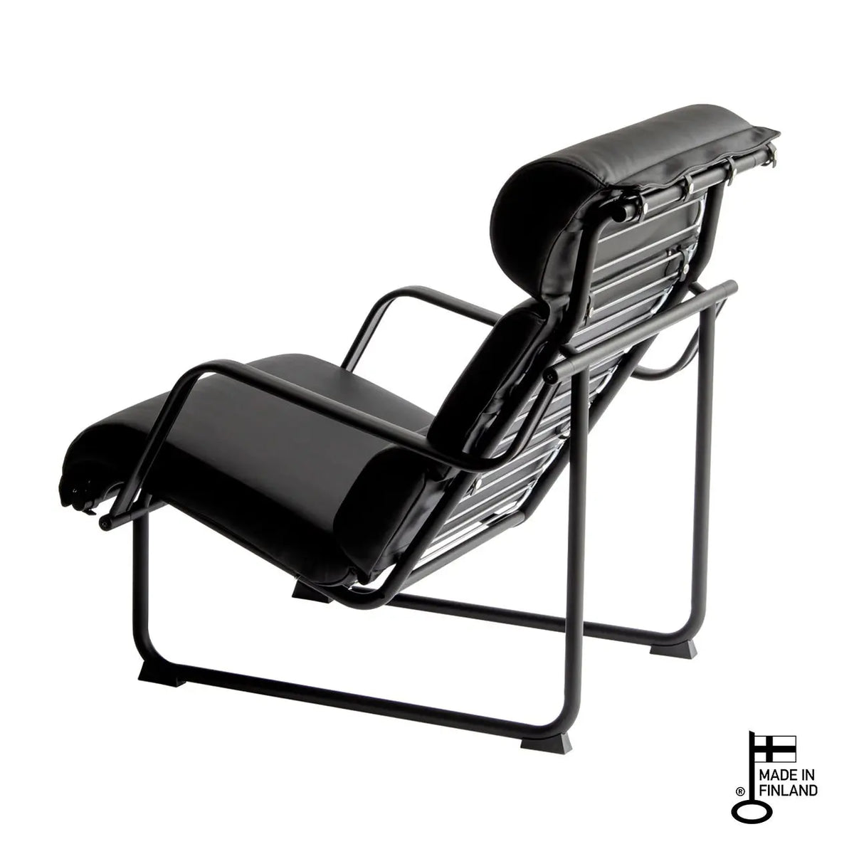 Yrjö Kukkapuro Remmi nojatuoli musta nahka/musta - Laatukaluste