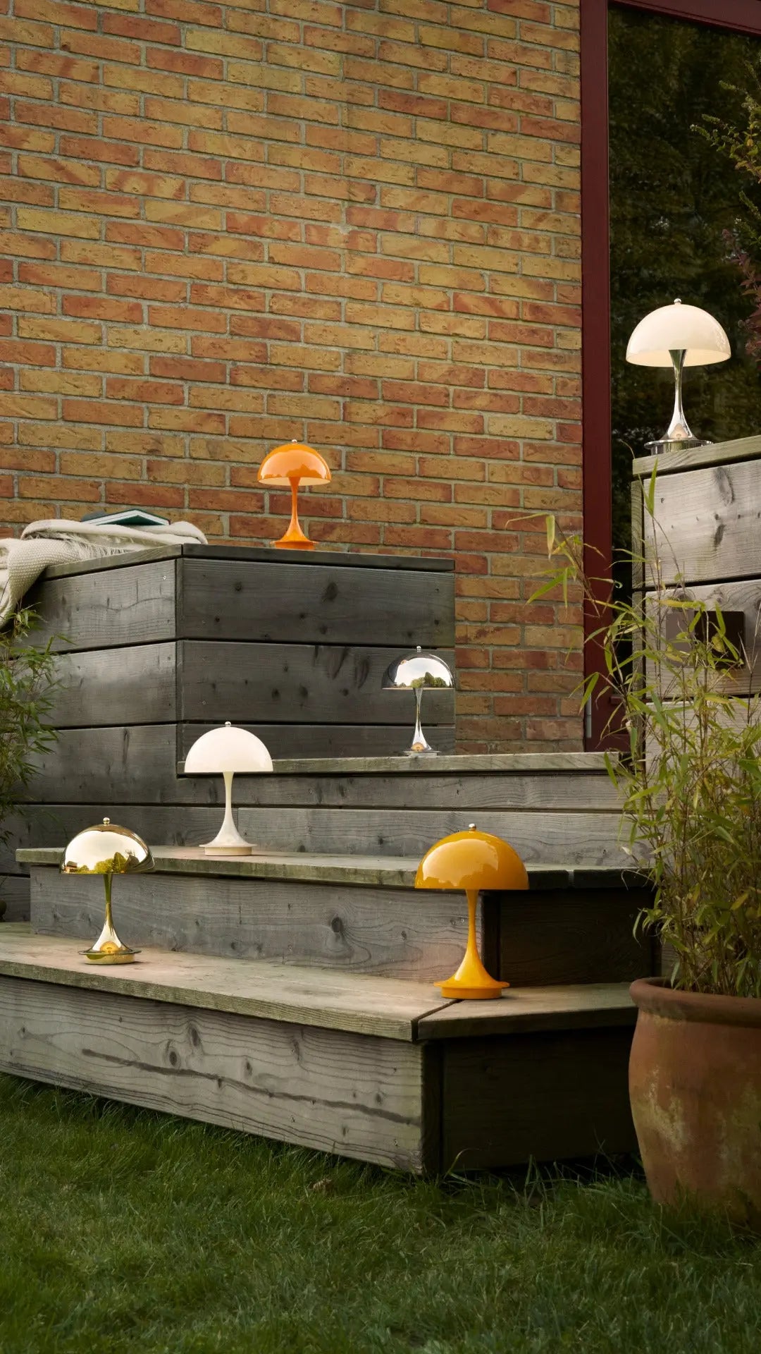 Louis Poulsen Panthella 160 Portable V3 pöytävalaisin siniharmaa/kromi Louis Poulsen