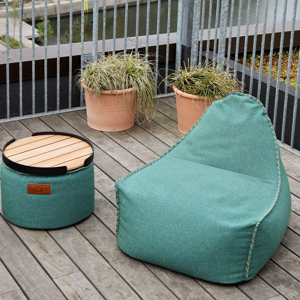 SACKit Cobana pouf petrol melange