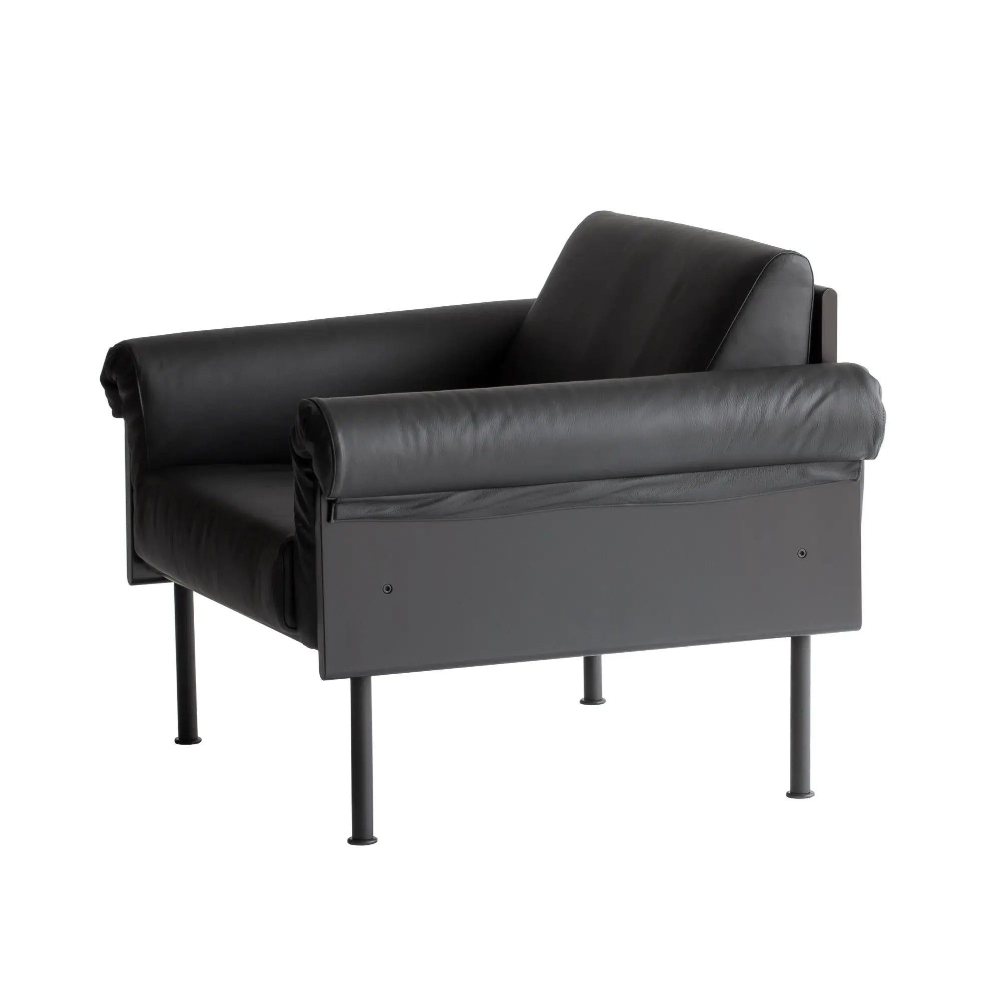 Yrjö Kukkapuro Ateljee nojatuoli musta nahka Yrjö Kukkapuro